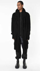 A33M LM28125 CARDIGAN Over Long Thickness 3 UNISEX U Black - Green - Grey