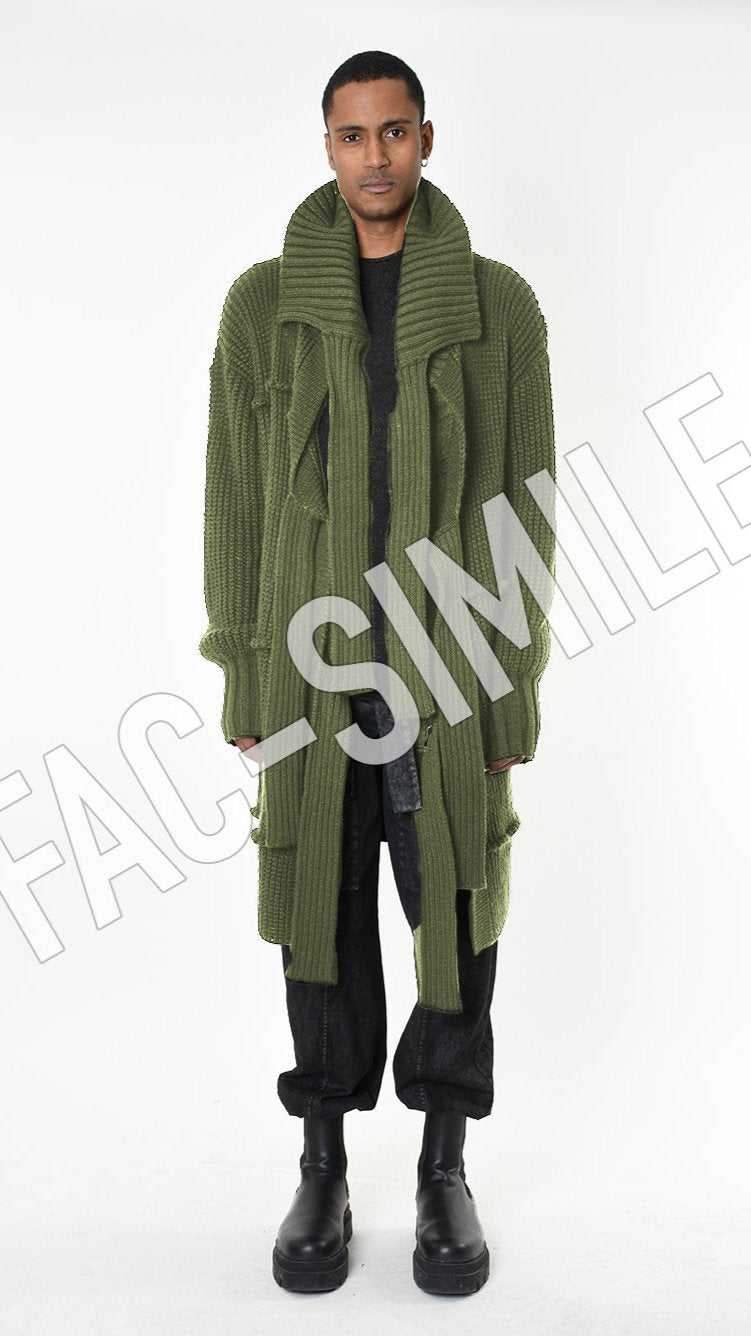 A33M LM28125 CARDIGAN Over Long Thickness 3 UNISEX U Black - Green - Grey