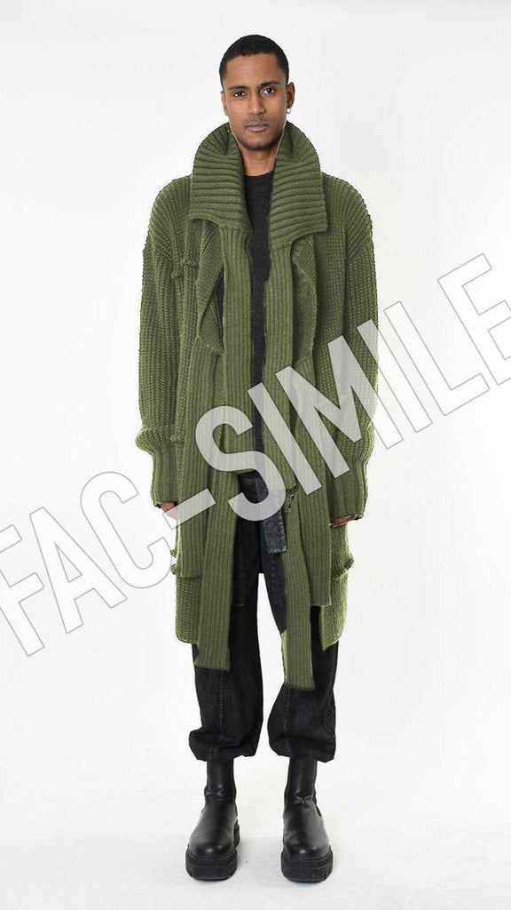 A33M LM28125 CARDIGAN Over Long Thickness 3 UNISEX U Black - Green - Grey 268 Coats & Jackets Cardigans LA HAINE INSIDE US TEPHRA