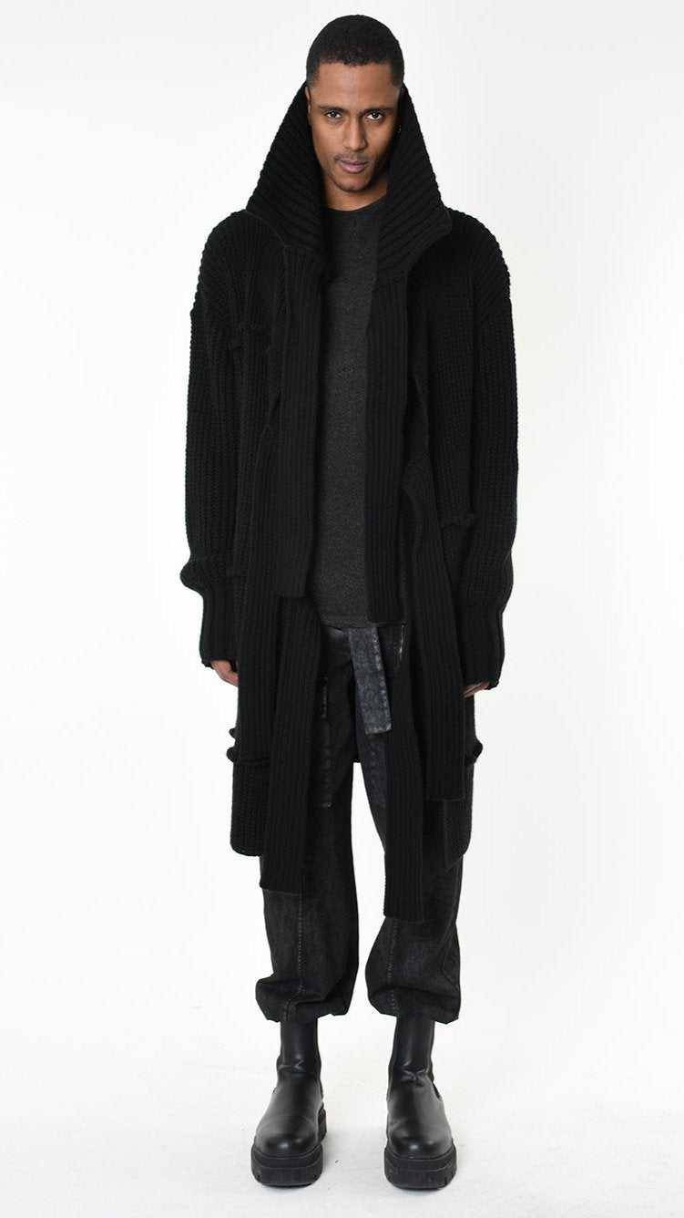 A33M LM28125 CARDIGAN Over Long Thickness 3 UNISEX U Black - Green - Grey