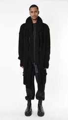 A33M LM28125 CARDIGAN Over Long Thickness 3 UNISEX U Black - Green - Grey