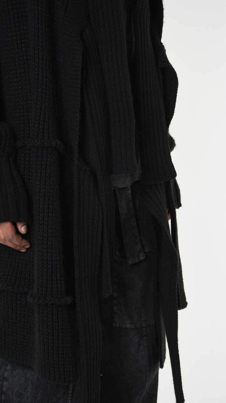 A33M LM28125 CARDIGAN Over Long Thickness 3 UNISEX U Black - Green - Grey