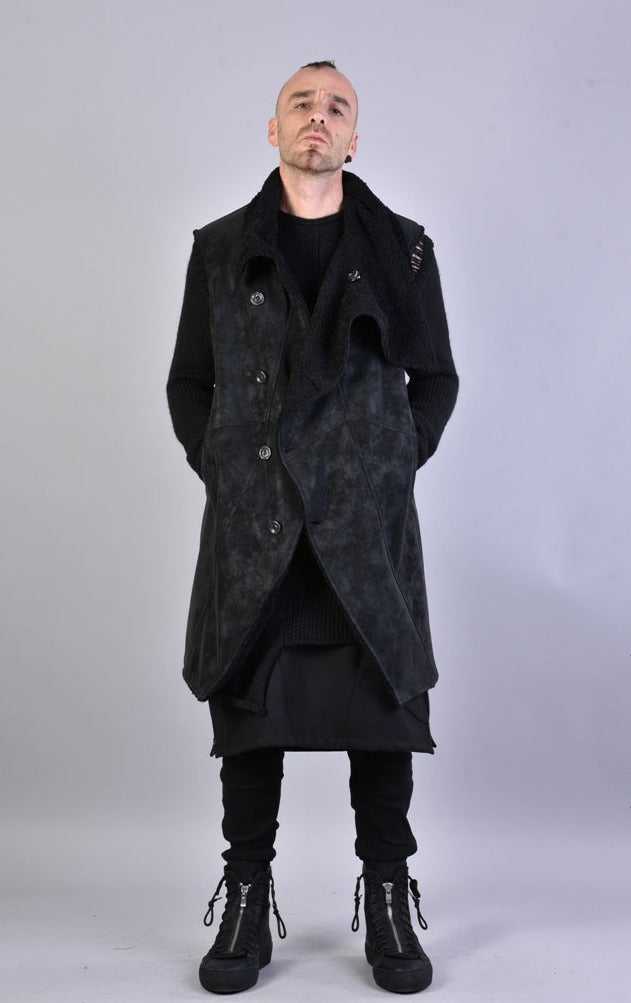 A33P LM07823 BLACK Sleeveless Coat 340 Coats & Jackets Jackets LA HAINE INSIDE US TEPHRA