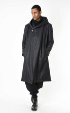 A33P LM24925 COAT Long Comfort Faux Leather Graphite Black