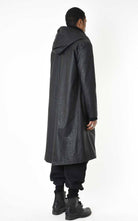 A33P LM24925 COAT Long Comfort Faux Leather Graphite Black
