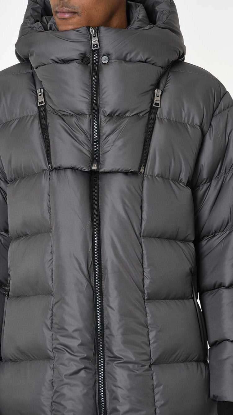 A33P LM26025 DOWN JACKET Long Nylon 360gr. + Removable Neckline Fango