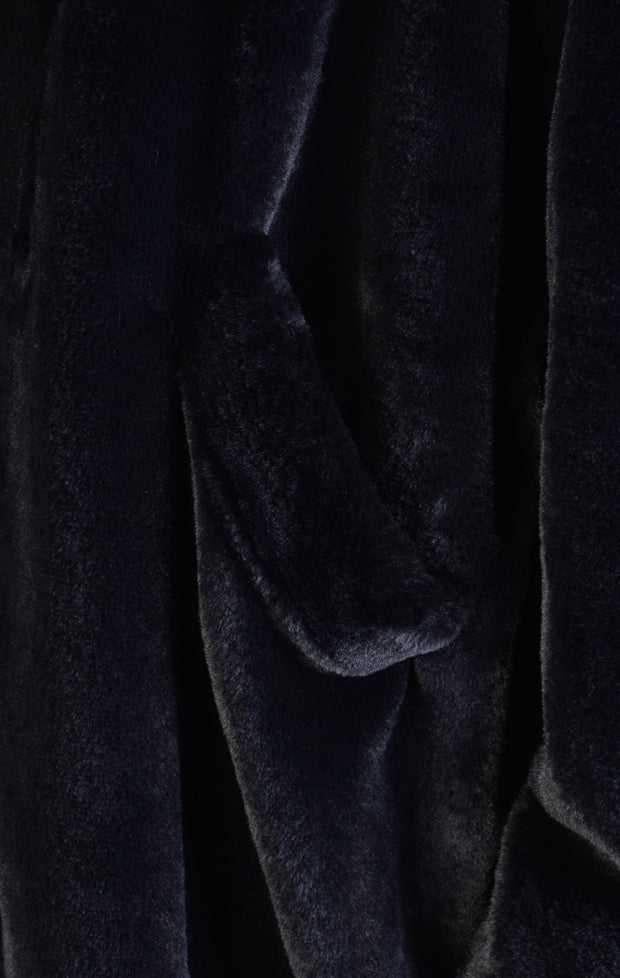 A33Q LM045 BLACK Faux Fur Lined Oversize Coat