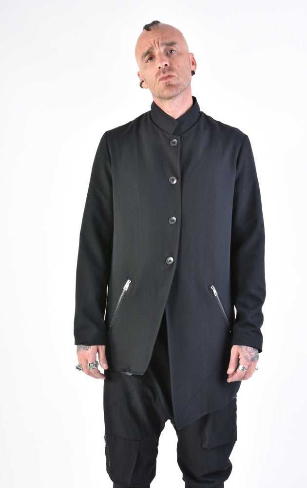 A33R LM12224 JACKET Stretch Asymmetric Regular Fluid Black.