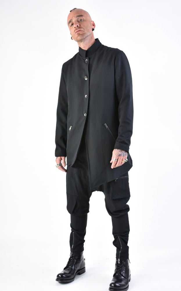 A33R LM12224 JACKET Stretch Asymmetric Regular Fluid Black.