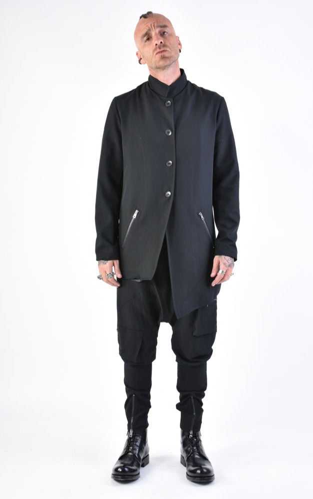 A33R LM12224 JACKET Stretch Asymmetric Regular Fluid Black.