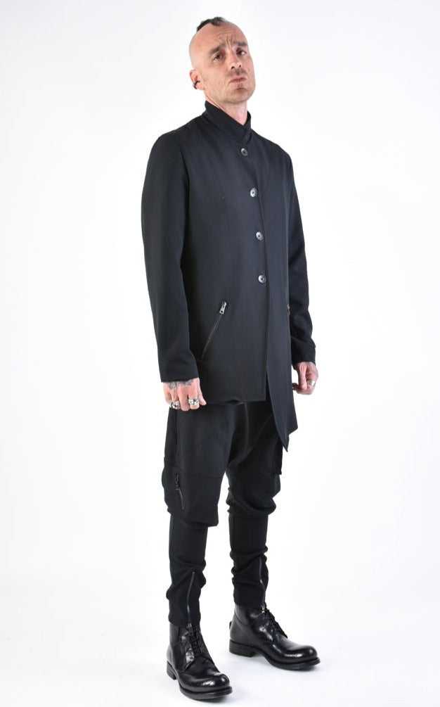 A33R LM12224 JACKET Stretch Asymmetric Regular Fluid Black.