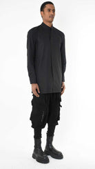 A33R LM22625 SHIRT Regular Long Cotton Stretch Black