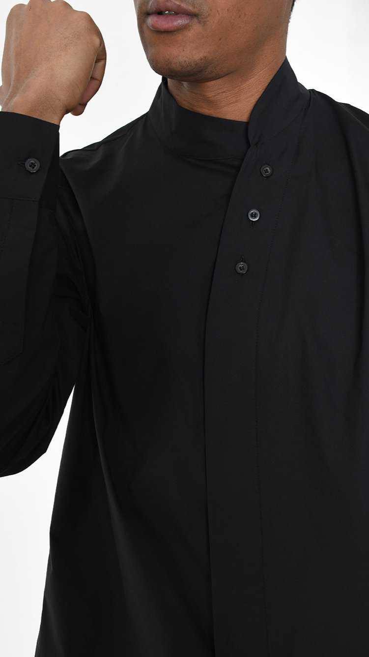 A33R LM22625 SHIRT Regular Long Cotton Stretch Black