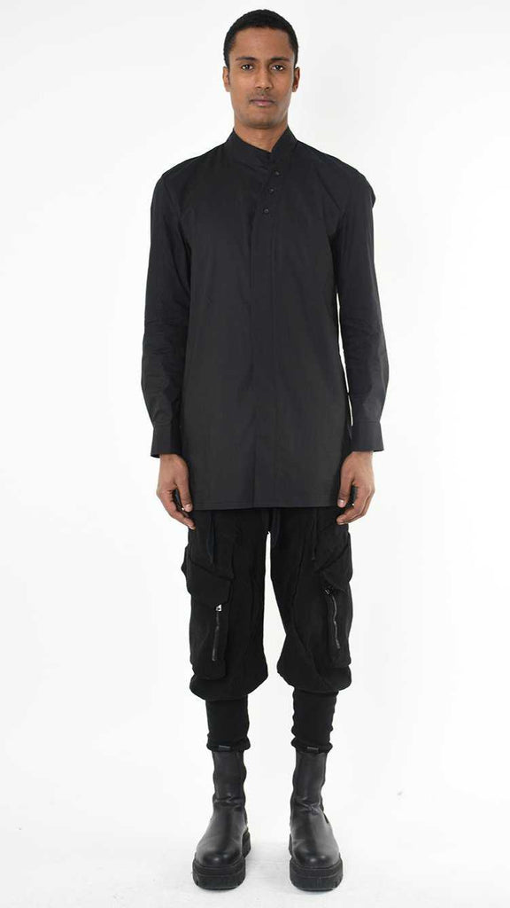 A33R LM22625 SHIRT Regular Long Cotton Stretch Black.