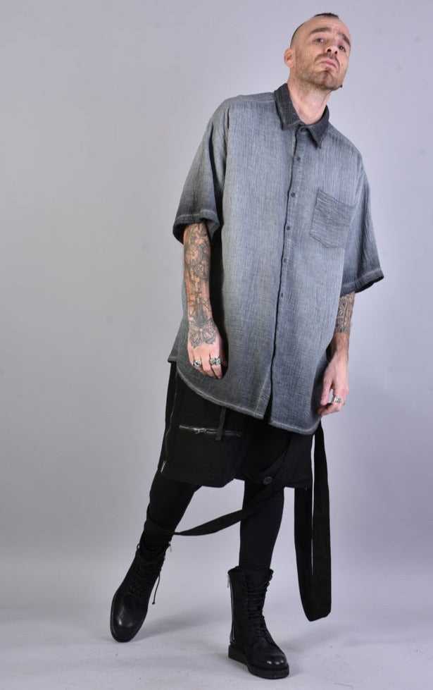 A33V LM073 GREY Cotton Double Gauze Oversize Shirt 149 Shirts Shirts for men LA HAINE INSIDE US TEPHRA