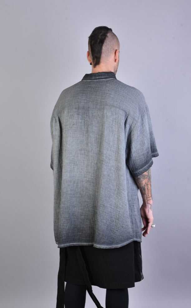 A33V LM073 GREY Cotton Double Gauze Oversize Shirt.