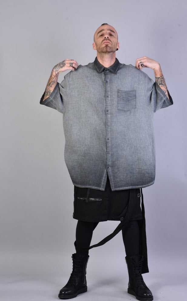 A33V LM073 GREY Cotton Double Gauze Oversize Shirt 149 Shirts Shirts for men LA HAINE INSIDE US TEPHRA