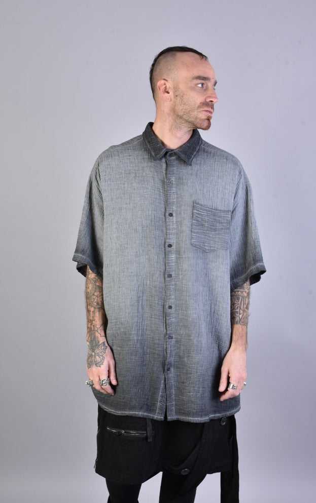 A33V LM073 GREY Cotton Double Gauze Oversize Shirt.