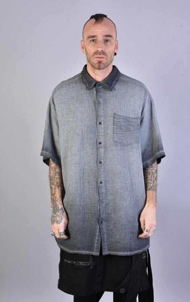 A33V LM073 GREY Cotton Double Gauze Oversize Shirt.