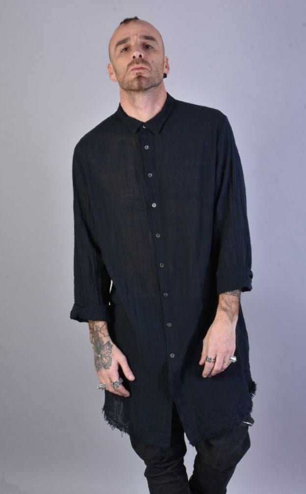 A33V LM080 BLACK Gauze Long Shirt.