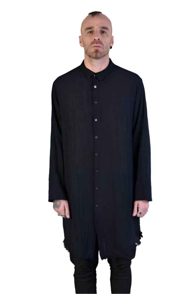 A33V LM080 BLACK Gauze Long Shirt