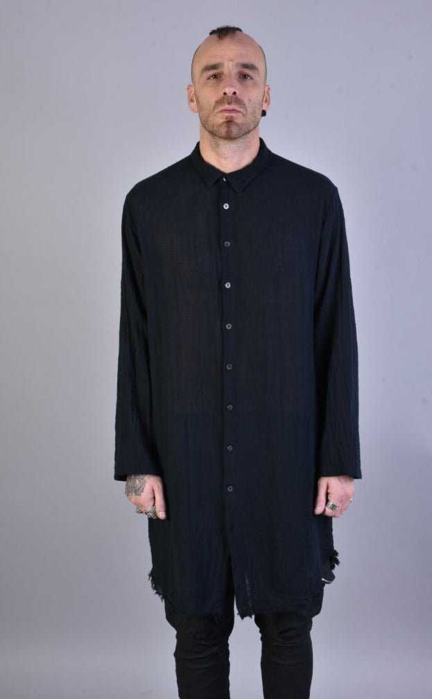 A33V LM080 BLACK Gauze Long Shirt.