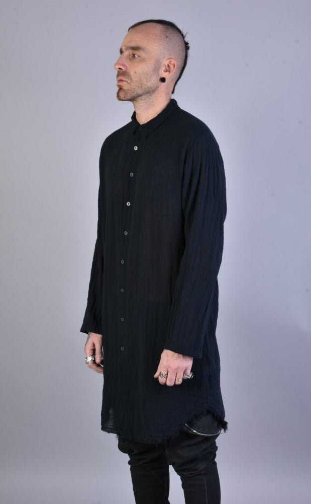 A33V LM080 BLACK Gauze Long Shirt.