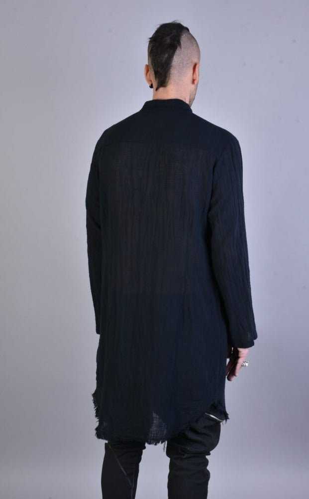 A33V LM080 BLACK Gauze Long Shirt.