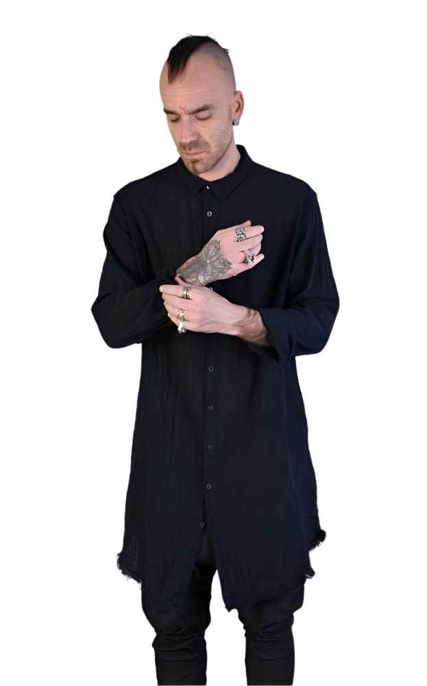 A33V LM080 BLACK Gauze Long Shirt