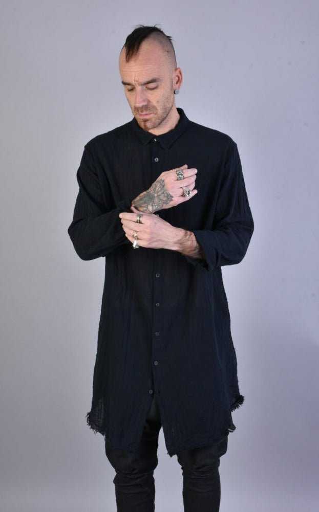 A33V LM080 BLACK Gauze Long Shirt 129 Shirts Shirts for men LA HAINE INSIDE US TEPHRA