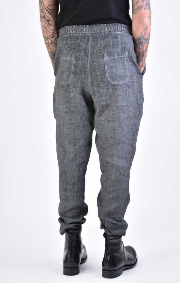 A33V LM10824 TROUSER Regular Linen Dyed Cold Black/Grey 168 Pants trousers men LA HAINE INSIDE US TEPHRA