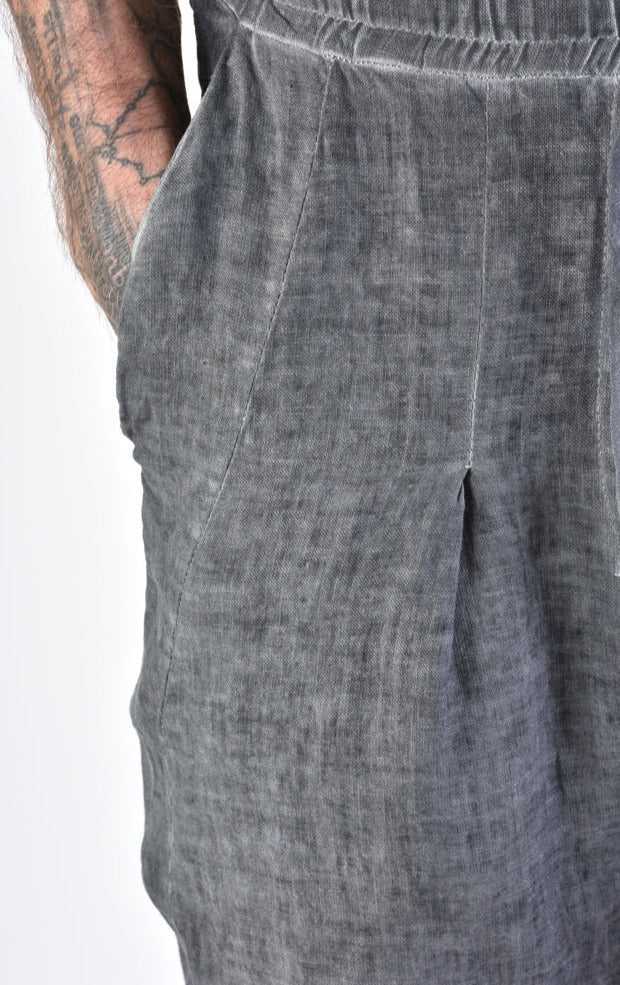 A33V LM10824 TROUSER Regular Linen Dyed Cold Black/Grey 168 Pants trousers men LA HAINE INSIDE US TEPHRA