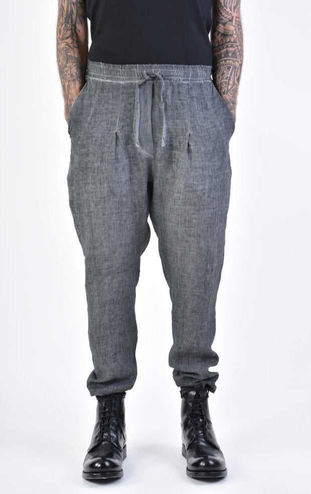 A33V LM10824 TROUSER Regular Linen Dyed Cold Black/Grey.