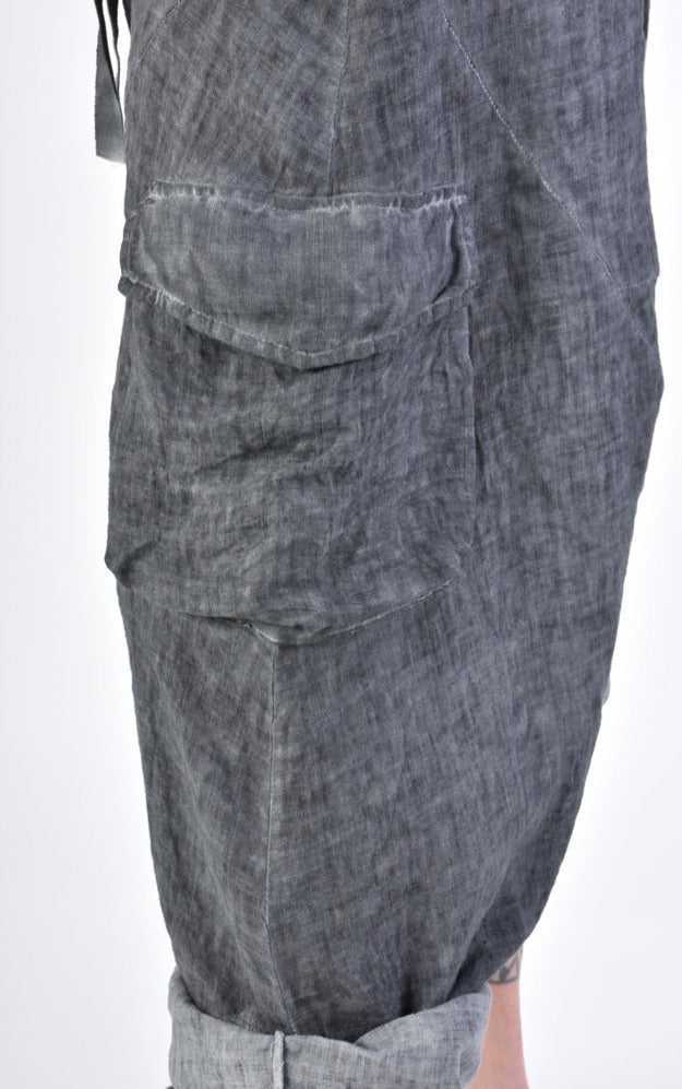 A33V LM10924 TROUSER Low Crotch Linen Dyed Cold Black/Grey 198 Pants trousers men LA HAINE INSIDE US TEPHRA