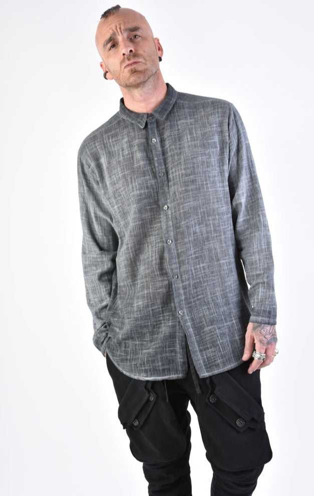 A33V LM11524 SHIRT Regular Gauze Cotton Dyed Cold Grey.