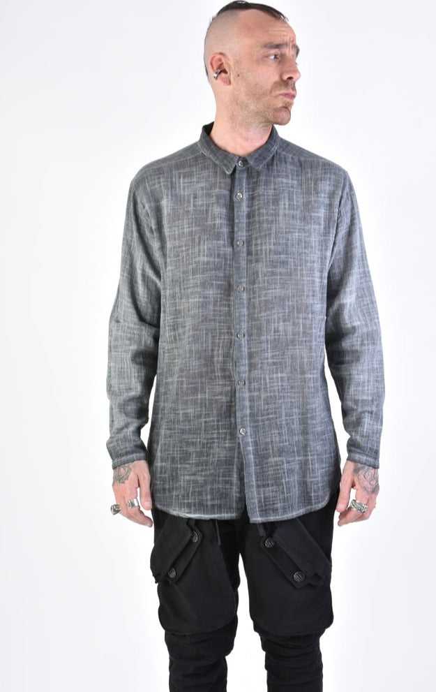 A33V LM11524 SHIRT Regular Gauze Cotton Dyed Cold Grey.