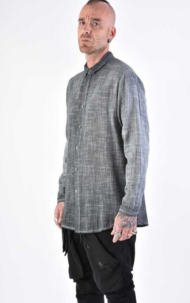 A33V LM11524 SHIRT Regular Gauze Cotton Dyed Cold Grey.