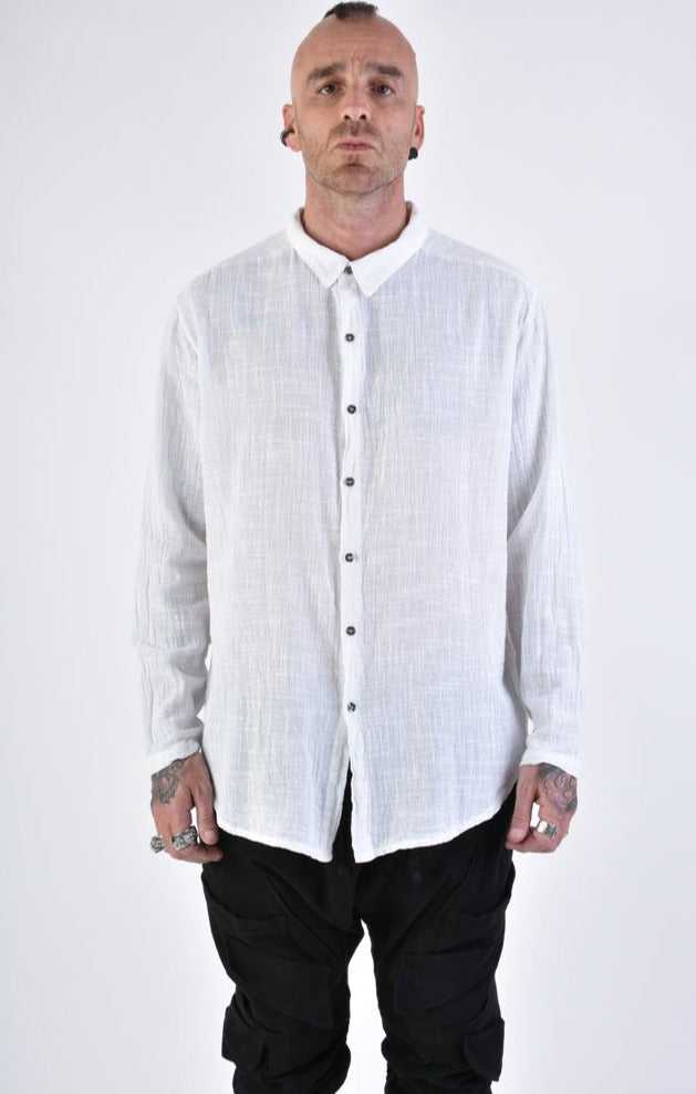 A33V LM11624 SHIRT Regular Gauze Cotton Dyed Hot White.