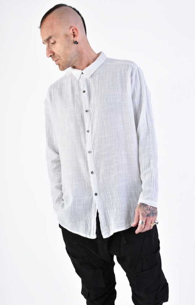 A33V LM11624 SHIRT Regular Gauze Cotton Dyed Hot White.