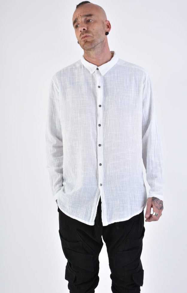 A33V LM11624 SHIRT Regular Gauze Cotton Dyed Hot White.