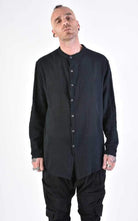 A33V LM11824 SHIRT Regular Gauze Cotton Dyed Hot Black