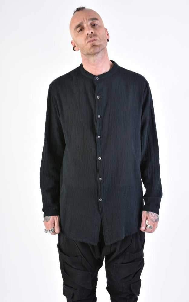 A33V LM11824 SHIRT Regular Gauze Cotton Dyed Hot Black