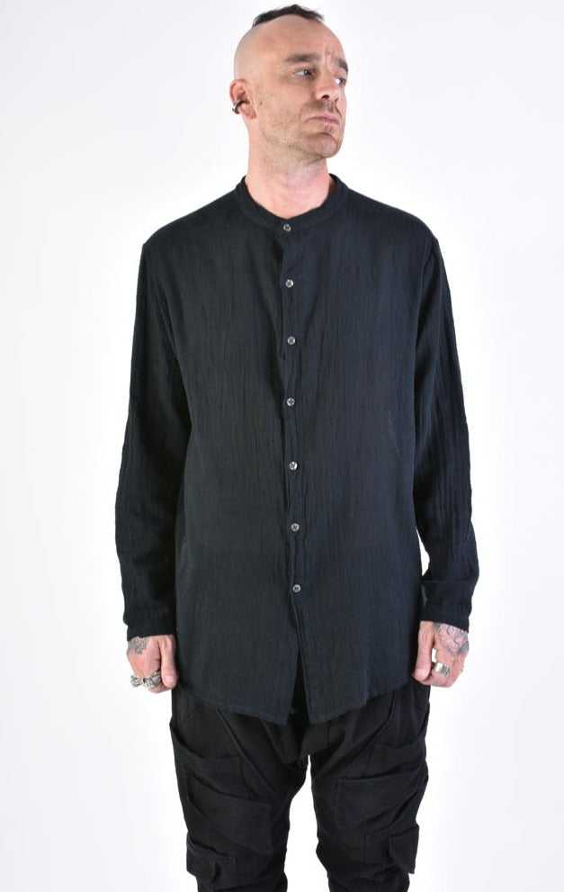 A33V LM11824 SHIRT Regular Gauze Cotton Dyed Hot Black.