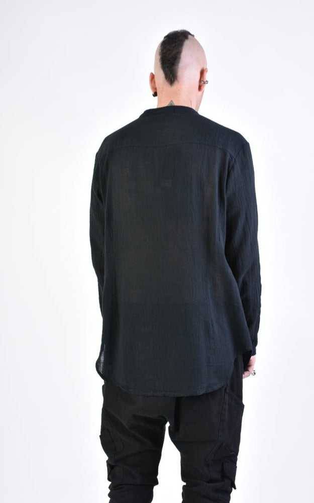 A33V LM11824 SHIRT Regular Gauze Cotton Dyed Hot Black