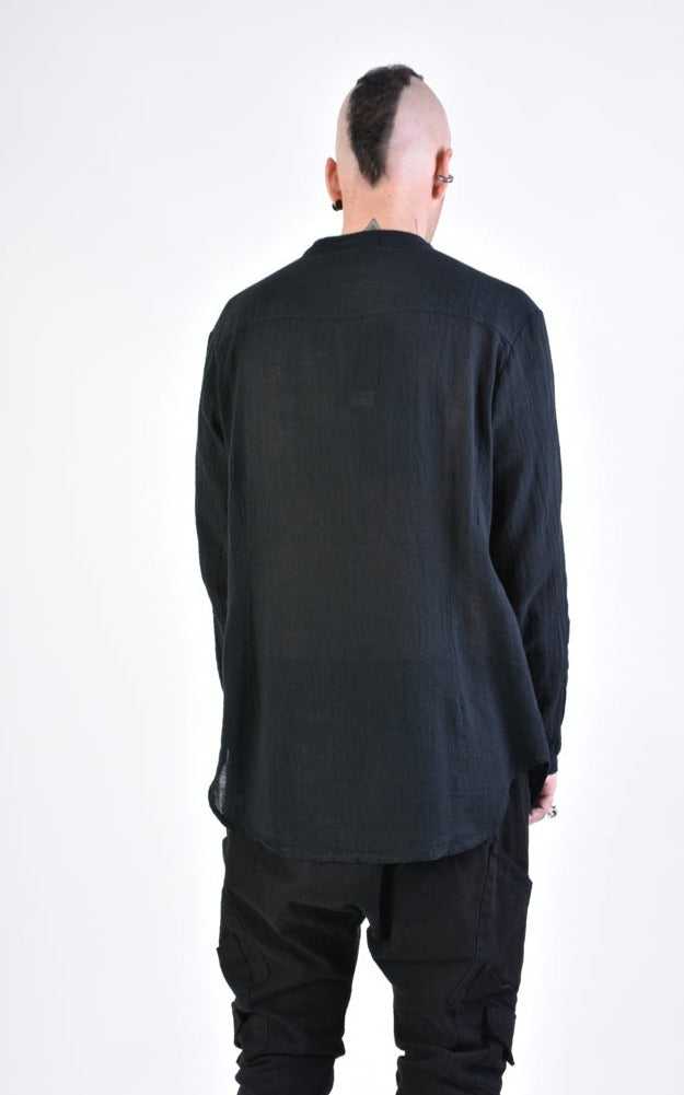 A33V LM11824 SHIRT Regular Gauze Cotton Dyed Hot Black.