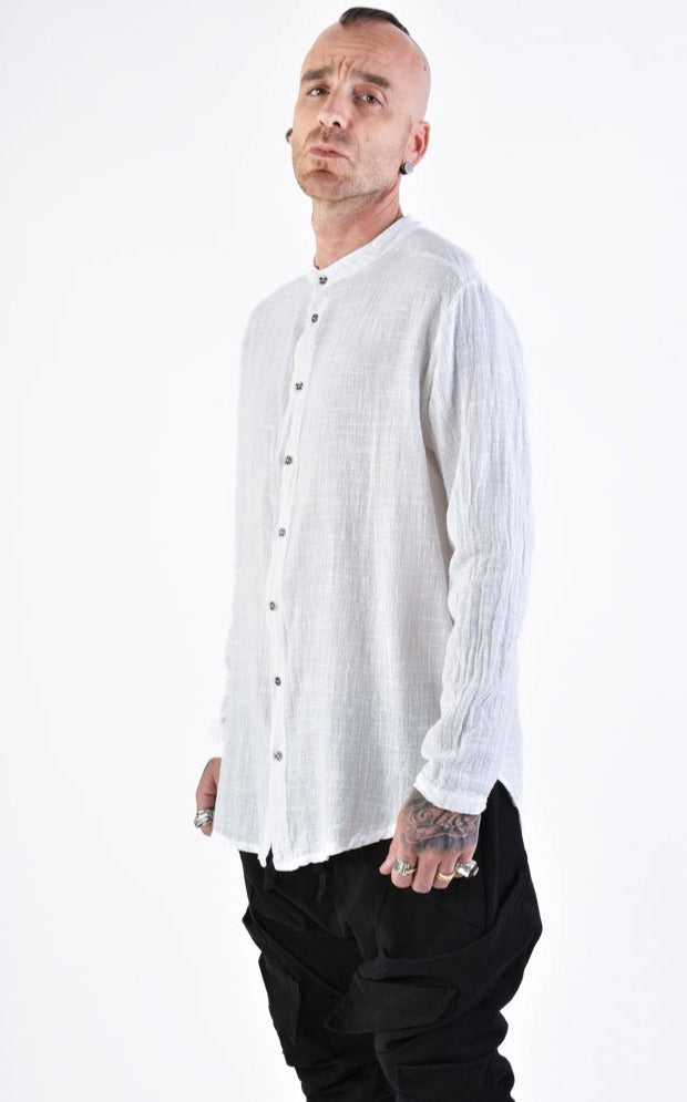 A33V LM11824 SHIRT Regular Gauze Cotton Dyed Hot White 128 Shirts Mens Designer Collection SS24 LA HAINE INSIDE US TEPHRA