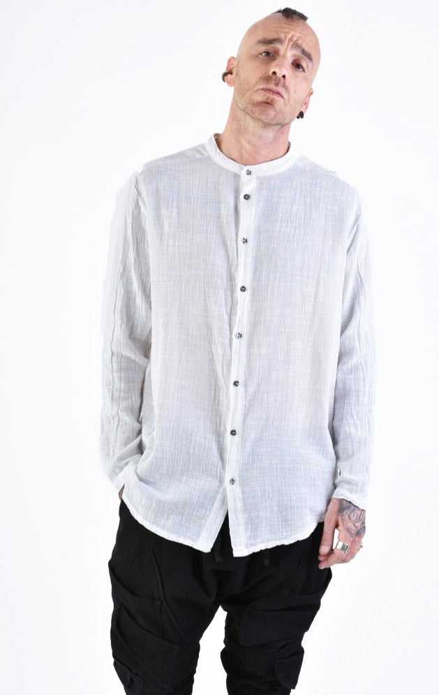 A33V LM11824 SHIRT Regular Gauze Cotton Dyed Hot White 128 Shirts Mens Designer Collection SS24 LA HAINE INSIDE US TEPHRA