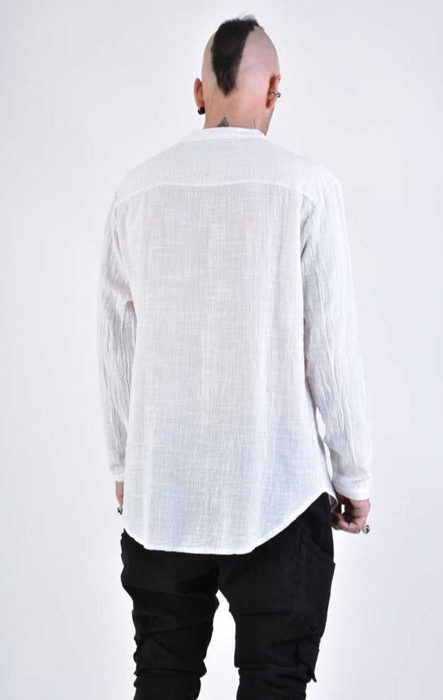 A33V LM11824 SHIRT Regular Gauze Cotton Dyed Hot White.