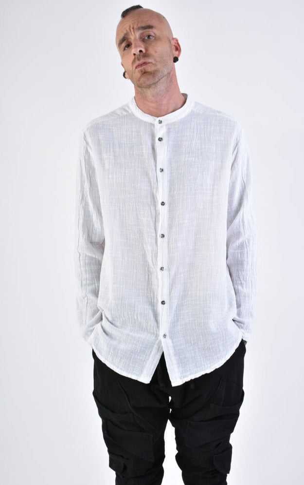 A33V LM11824 SHIRT Regular Gauze Cotton Dyed Hot White.