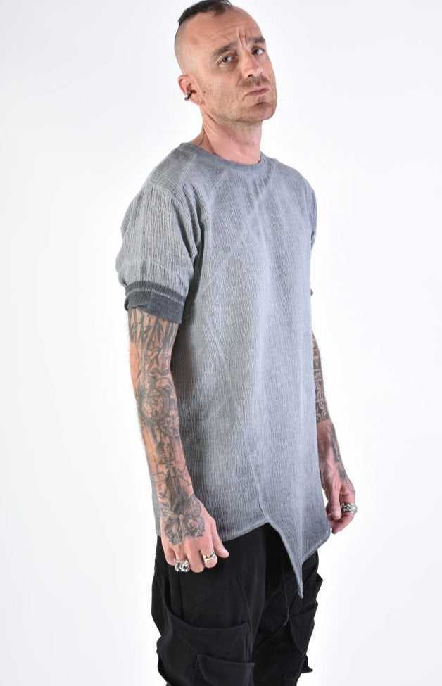 A33V LM11924 T-SHIRT Regular Asymmetric Woven Cotton Degrade Grey 118 Shirts & Tops T-shirts for men LA HAINE INSIDE US TEPHRA